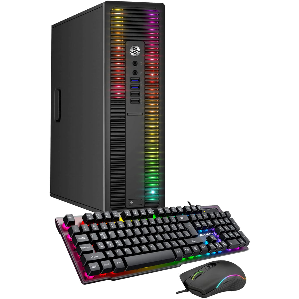 HP ProDesk Desktop RGB Lights Computer Intel Core i5 6500 3.2 GHz 8GB RAM 256GB SSD Win 10 Pro Gaming PC Keyboard & Mouse (Renewed) Windows 10 Pro